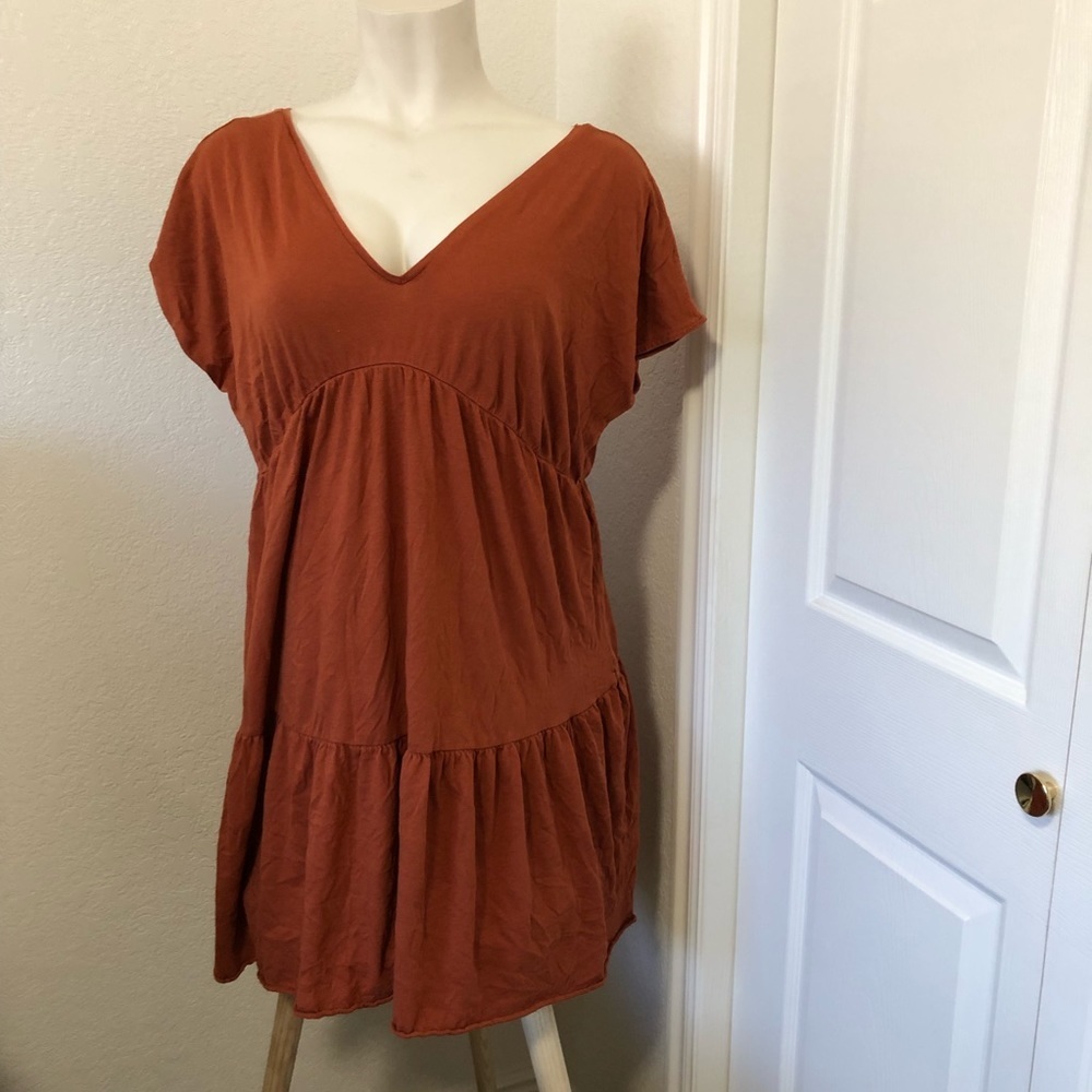 (5 for $30) Zara rust orange oversized tiered dress sz. S